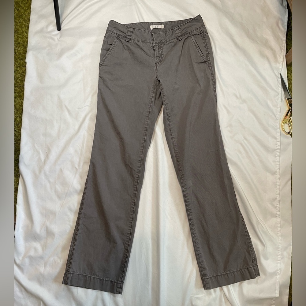 Loft size 0 gray straight leg pants - Picture 1 of 14